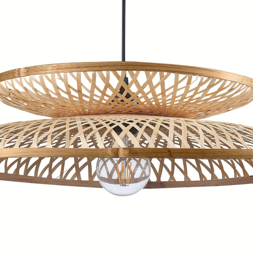 Ljuskrona med textilsladd BALI 1xE27/20W/230V diameter 60 cm bambu