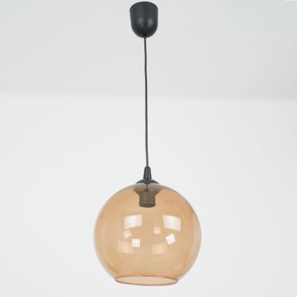 Ljuskrona med textilsladd BALL 1xE27/60W/230V diameter 25 cm beige