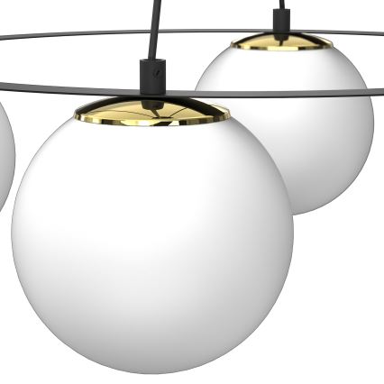 Ljuskrona med textilsladd BALLO 4xE27/15W/230V svart/vit