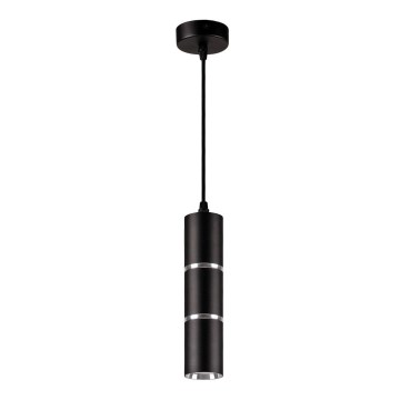 Ljuskrona med textilsladd BAMBOO 1xGU10/10W/230V svart