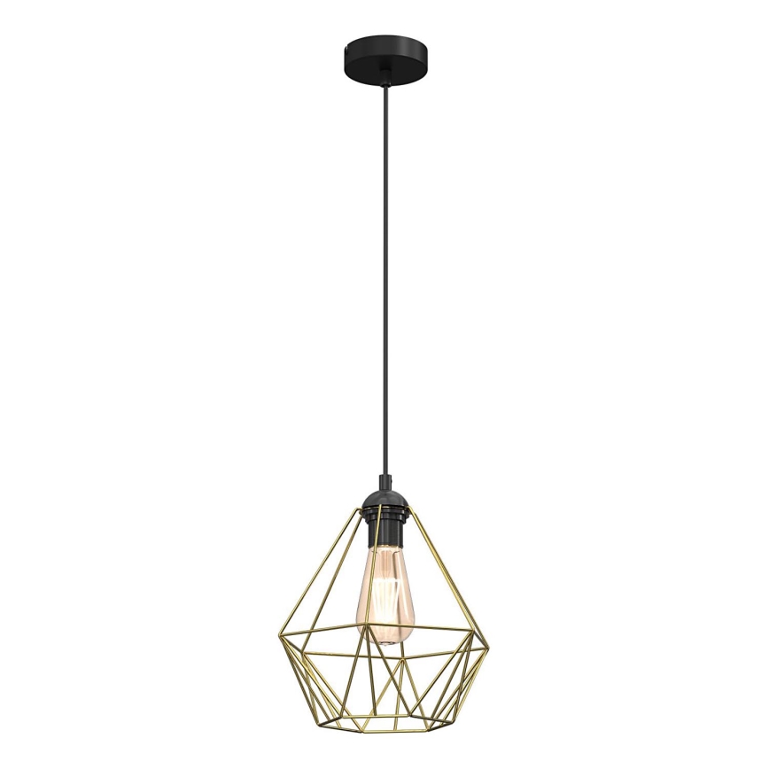 Ljuskrona med textilsladd BASKET 1xE27/60W/230V diameter 25 cm guld