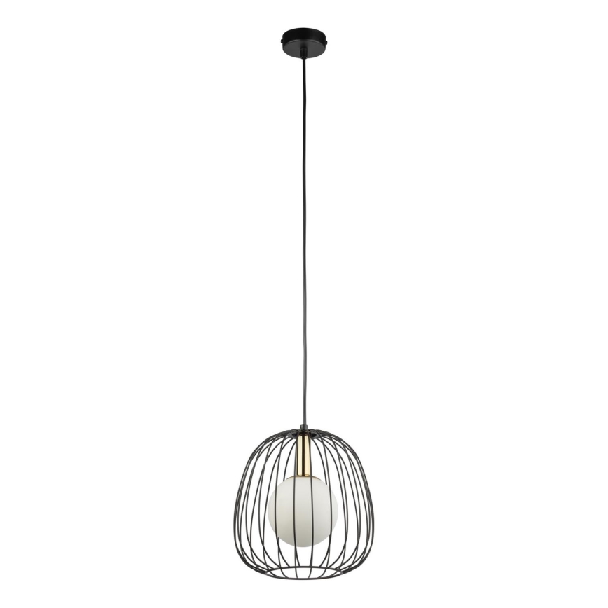 Ljuskrona med textilsladd BELL 1xG9/12W/230V diameter 24 cm svart/guld