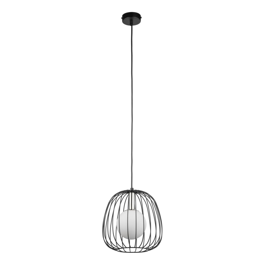 Ljuskrona med textilsladd BELL 1xG9/12W/230V diameter 24 cm svart/skinande krom
