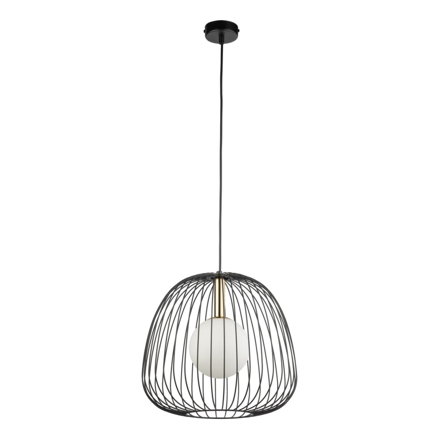 Ljuskrona med textilsladd BELL 1xG9/12W/230V diameter 33 cm svart/guld