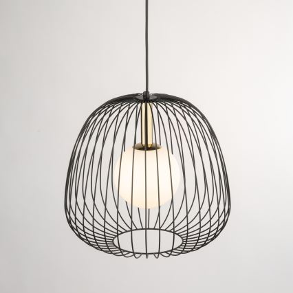Ljuskrona med textilsladd BELL 1xG9/12W/230V diameter 33 cm svart/guld