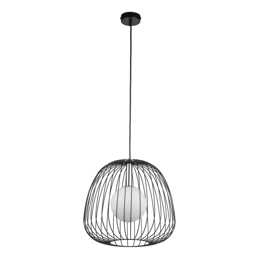 Ljuskrona med textilsladd BELL 1xG9/12W/230V diameter 33 cm svart/skinande krom