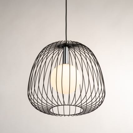 Ljuskrona med textilsladd BELL 1xG9/12W/230V diameter 33 cm svart/skinande krom