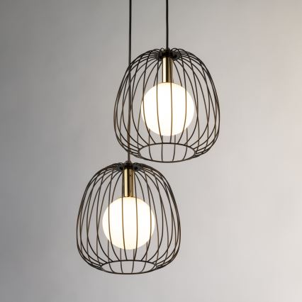 Ljuskrona med textilsladd BELL 2xG9/12W/230V svart/guld