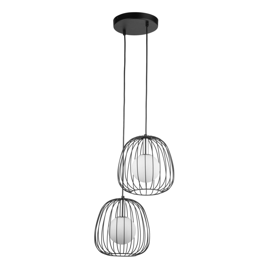 Ljuskrona med textilsladd BELL 2xG9/12W/230V svart/skinande krom