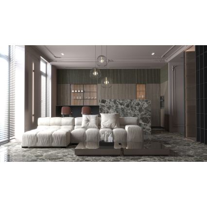 Ljuskrona med textilsladd BELL 3xG9/12W/230V svart/guld