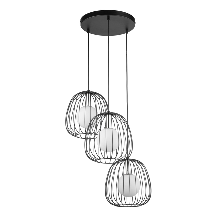 Ljuskrona med textilsladd BELL 3xG9/12W/230V svart/skinande krom