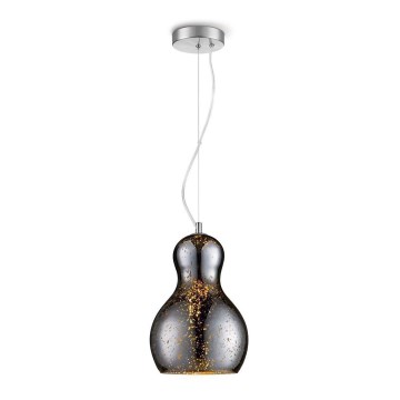 Ljuskrona med textilsladd BELLO 1xE27/40W/230V diameter 21 cm krom
