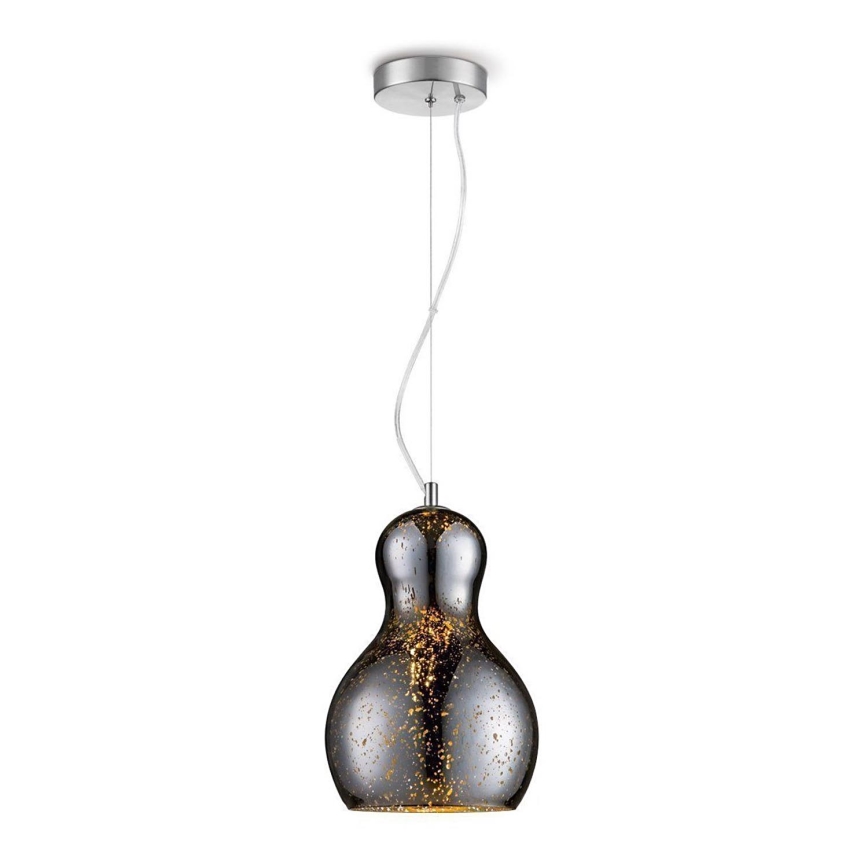 Ljuskrona med textilsladd BELLO 1xE27/40W/230V diameter 21 cm krom