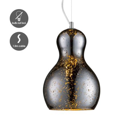 Ljuskrona med textilsladd BELLO 1xE27/40W/230V diameter 21 cm krom
