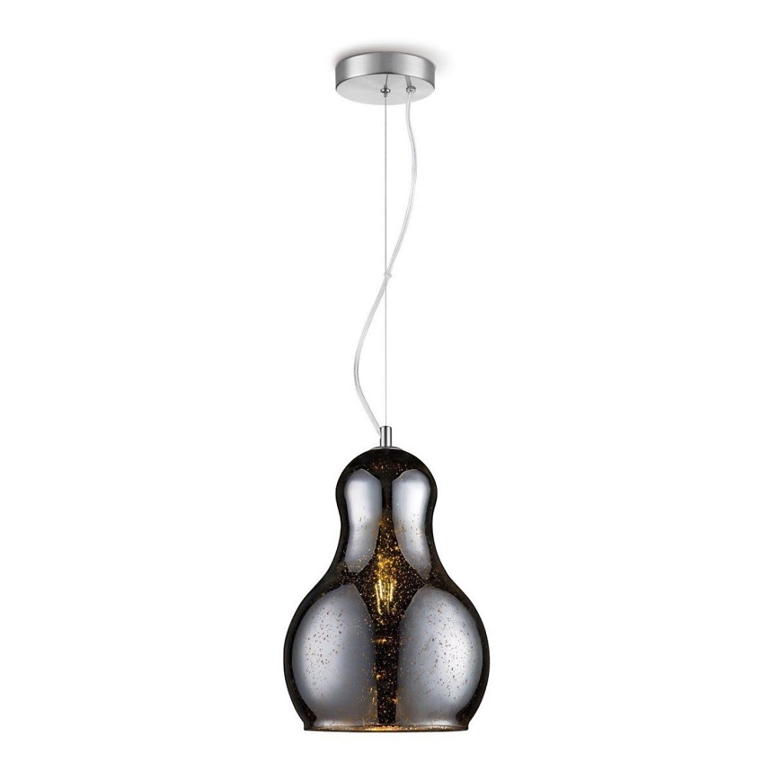 Ljuskrona med textilsladd BELLO 1xE27/60W/230V diameter 30 cm krom