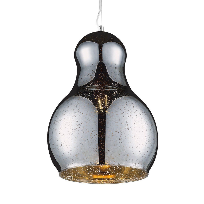 Ljuskrona med textilsladd BELLO 1xE27/60W/230V diameter 30 cm krom