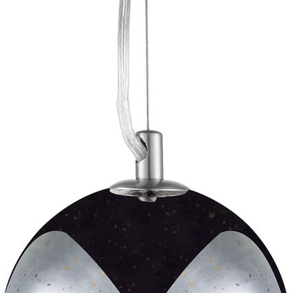 Ljuskrona med textilsladd BELLO 1xE27/60W/230V diameter 30 cm krom