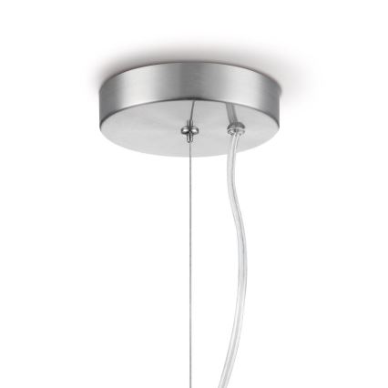 Ljuskrona med textilsladd BELLO 1xE27/60W/230V diameter 30 cm krom