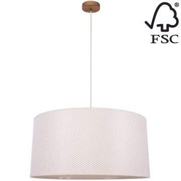 Ljuskrona med textilsladd BENITA 1xE27/40W/230V grädde/ek – FSC certifierade