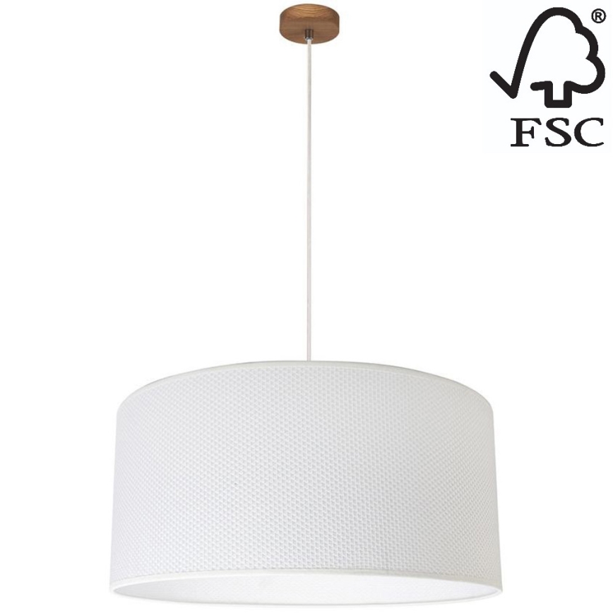 Ljuskrona med textilsladd BENITA 1xE27/40W/230V vit/ek – FSC certifierade