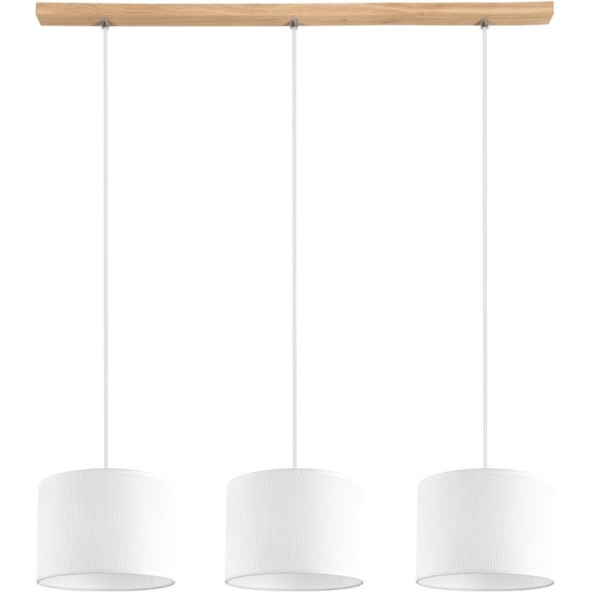 Ljuskrona med textilsladd BENITA 3xE27/40W/230V vit/ek – FSC certifierade