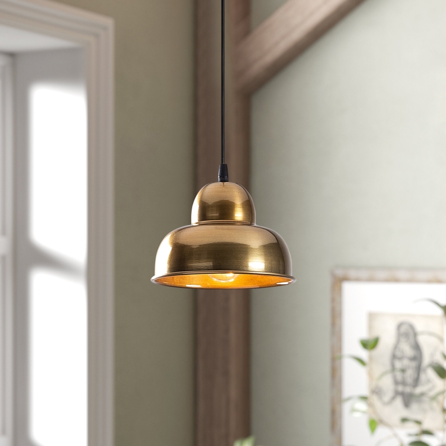 Ljuskrona med textilsladd BERCESTE 1xE27/40W/230V guld