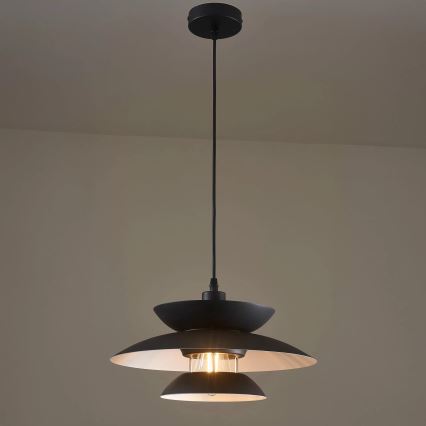 Ljuskrona med textilsladd BERIT 1xE27/20W/230V svart