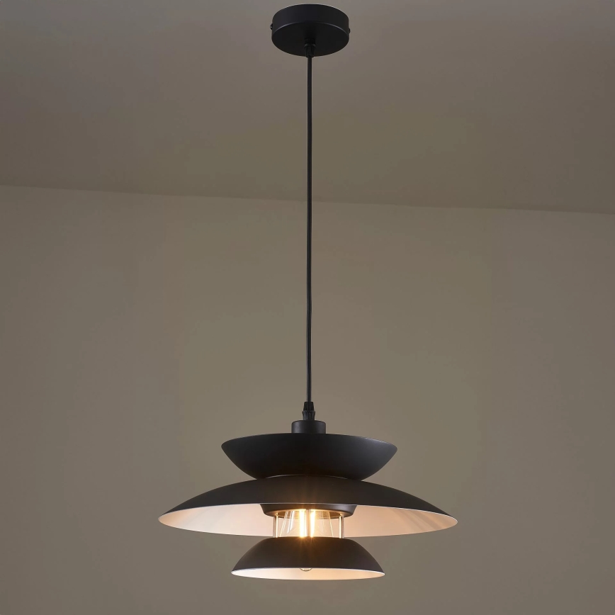 Ljuskrona med textilsladd BERIT 1xE27/20W/230V svart