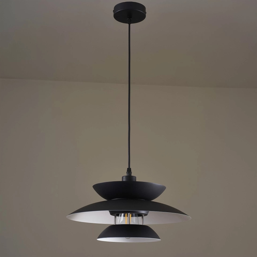 Ljuskrona med textilsladd BERIT 1xE27/20W/230V svart