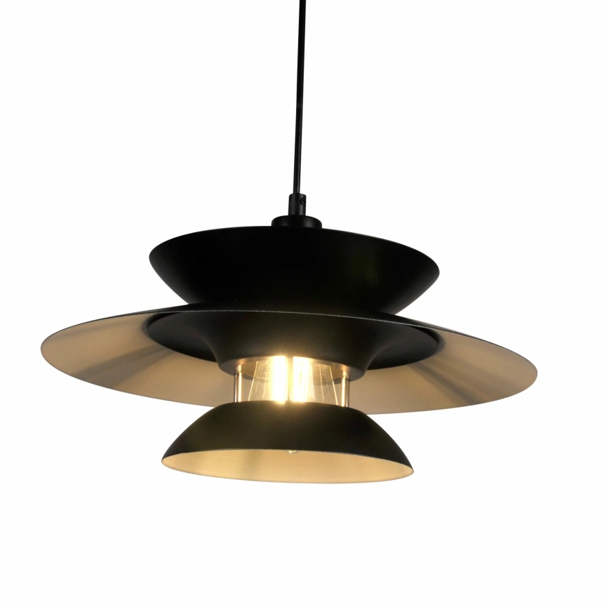 Ljuskrona med textilsladd BERIT 1xE27/20W/230V svart