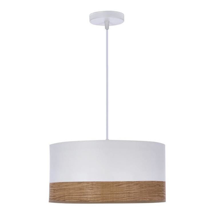 Ljuskrona med textilsladd BIANCO 1xE27/40W/230V vit/brun