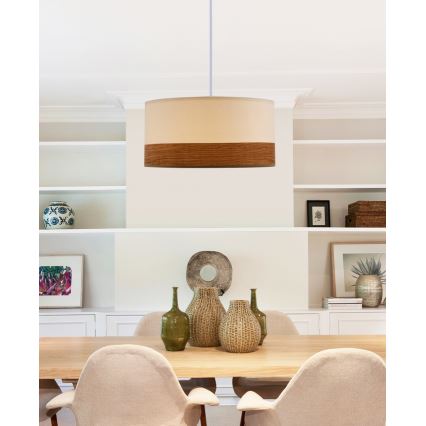 Ljuskrona med textilsladd BIANCO 1xE27/40W/230V vit/brun
