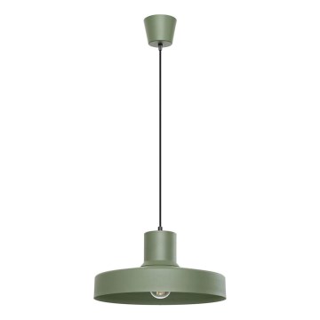 Ljuskrona med textilsladd BILO 1xE27/15W/230V diameter 35 cm grön
