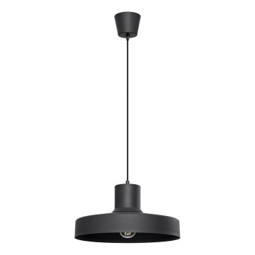 Ljuskrona med textilsladd BILO 1xE27/15W/230V diameter 35 cm svart