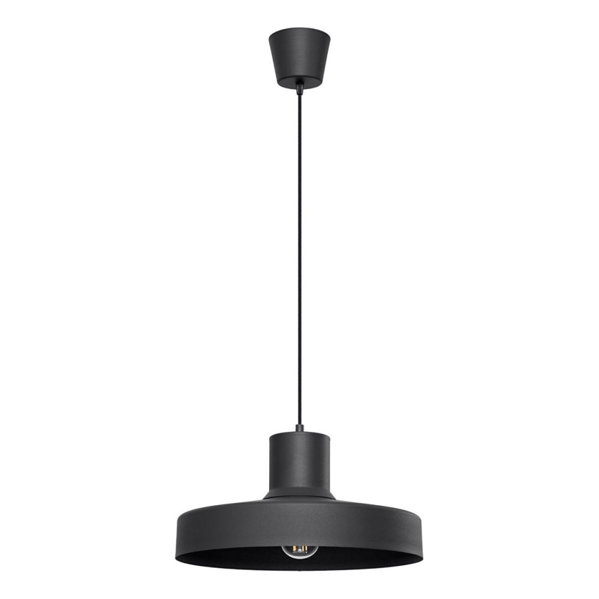 Ljuskrona med textilsladd BILO 1xE27/15W/230V diameter 35 cm svart