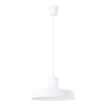 Ljuskrona med textilsladd BILO 1xE27/15W/230V diameter 35 cm vit