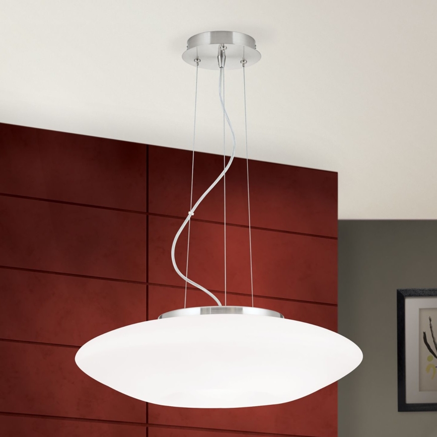 Ljuskrona med textilsladd BLANC 2xE27/60W/230V diameter 49 cm matt krom