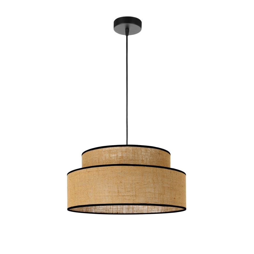 Ljuskrona med textilsladd BOHO 1xE27/60W/230V diameter 40 cm beige