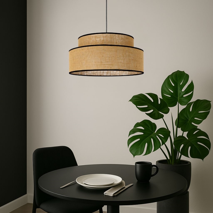 Ljuskrona med textilsladd BOHO 1xE27/60W/230V diameter 40 cm beige