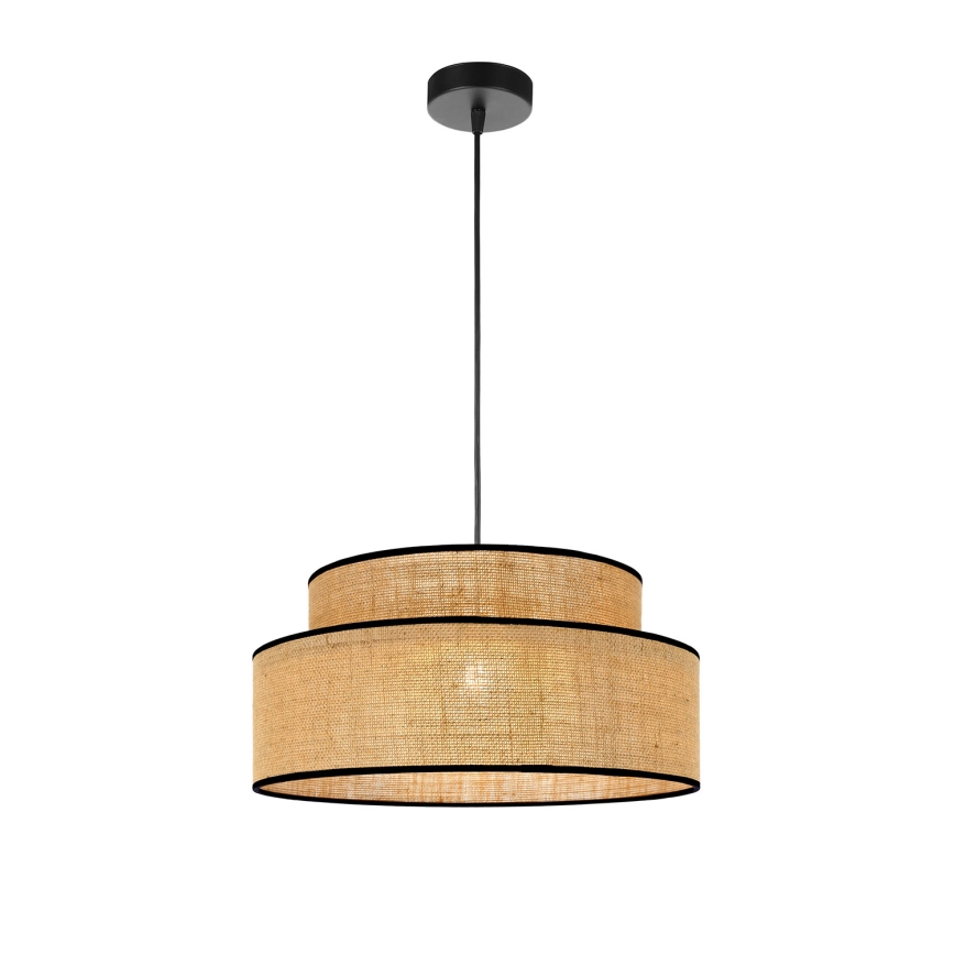 Ljuskrona med textilsladd BOHO 1xE27/60W/230V diameter 40 cm beige