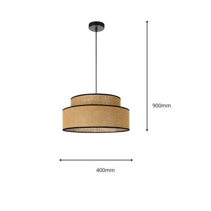 Ljuskrona med textilsladd BOHO 1xE27/60W/230V diameter 40 cm beige