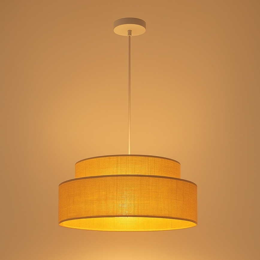 Ljuskrona med textilsladd BOHO 1xE27/60W/230V diameter 40 cm beige