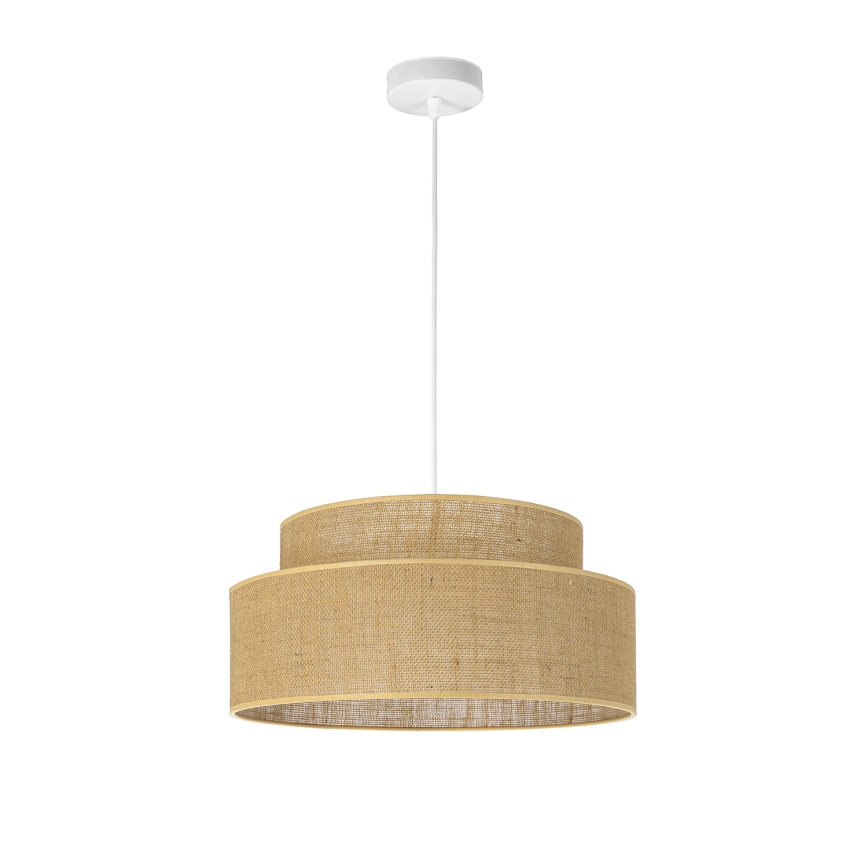 Ljuskrona med textilsladd BOHO 1xE27/60W/230V diameter 40 cm beige