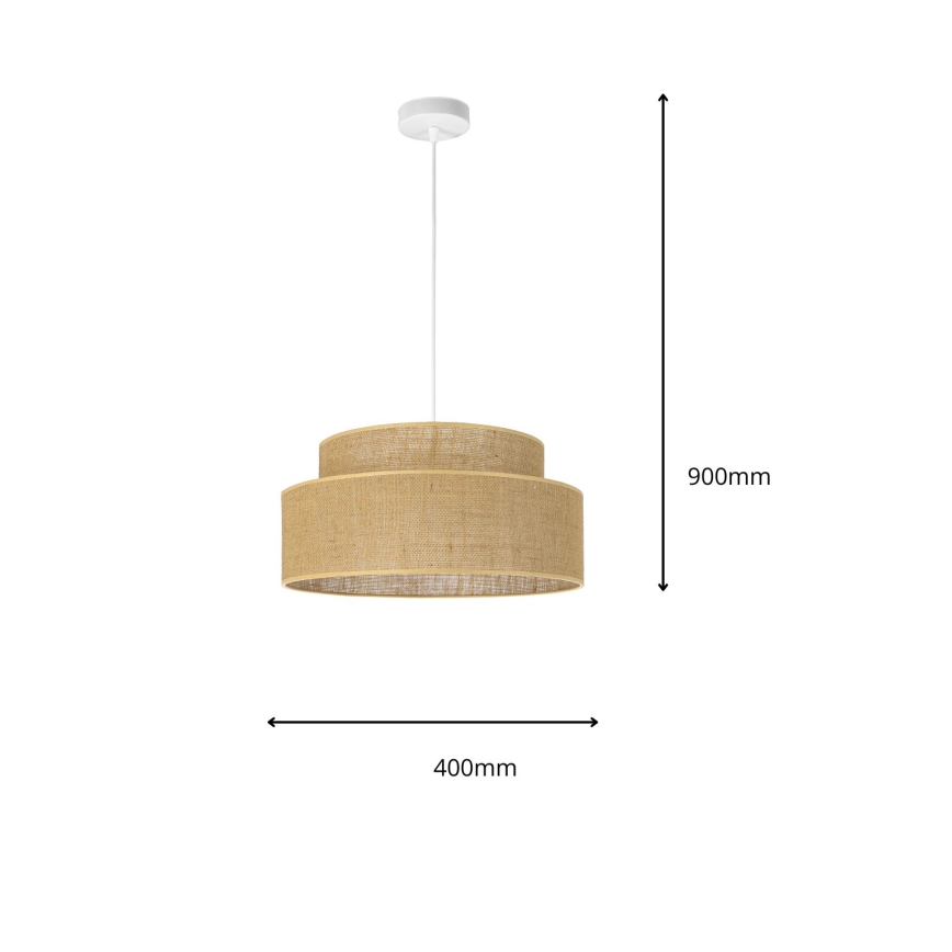 Ljuskrona med textilsladd BOHO 1xE27/60W/230V diameter 40 cm beige
