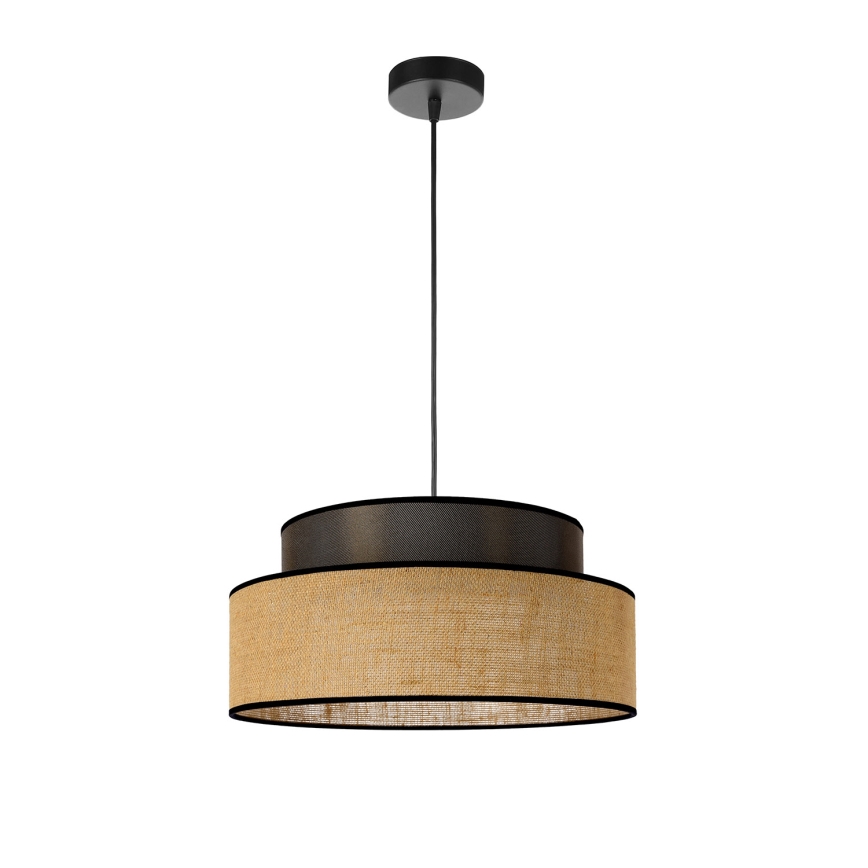 Ljuskrona med textilsladd BOHO 1xE27/60W/230V diameter 40 cm brun/beige