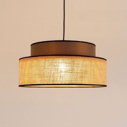 Ljuskrona med textilsladd BOHO 1xE27/60W/230V diameter 40 cm brun/beige