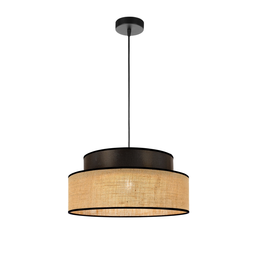 Ljuskrona med textilsladd BOHO 1xE27/60W/230V diameter 40 cm brun/beige