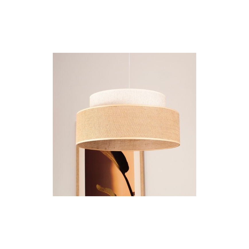 Ljuskrona med textilsladd BOHO 1xE27/60W/230V diameter 40 cm grädde/beige