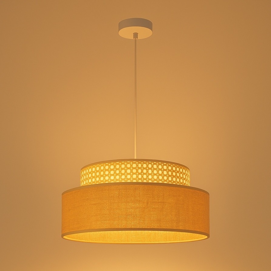 Ljuskrona med textilsladd BOHO 1xE27/60W/230V diameter 40 cm rotting