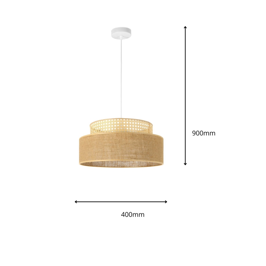 Ljuskrona med textilsladd BOHO 1xE27/60W/230V diameter 40 cm rotting